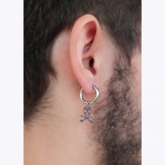 BRINCO ARGOLA E SKULL PRATEADO BRINCO ARGOLA E SKULL PRATEADO