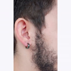 BRINCO ARGOLA GRAFITE E PRATA 4 mm (PAR) BRINCO ARGOLA GRAFITE E PRATA 4 mm (PAR)