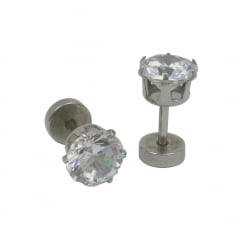 Brinco Estilo Alargador Cristal - 6 mm Prata Brinco Estilo Alargador Cristal - 6 mm Prata