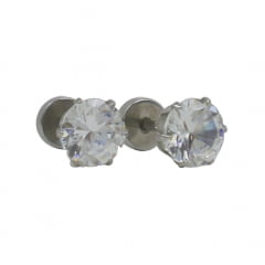 Brinco Estilo Alargador Cristal - 6 mm Prata Brinco Estilo Alargador Cristal - 6 mm Prata