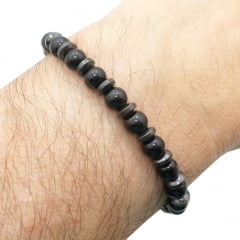 Pulseira Onix e Hematita Macramê Pulseira Onix e Hematita Macramê