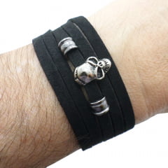 Pulseira Camurça Preta - Skull Pulseira Camurça Preta - Skull